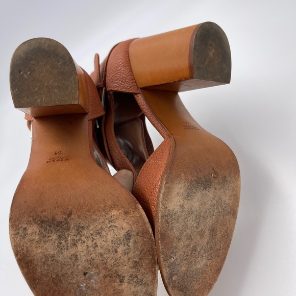 $900 Laurence Dacade Brown Cognac Cutout Leather Buckle Wooden Sandals Heels 41 - Picture 6 of 10